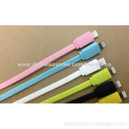 Flat Noodle TPE Material Top Quality USB Data Cables for iPhone